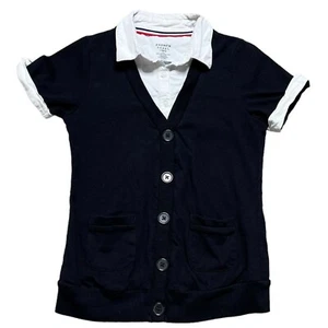 French Toast Polo Girls Size L (10/12) White Black Sweater Over Uniform - Picture 1 of 3