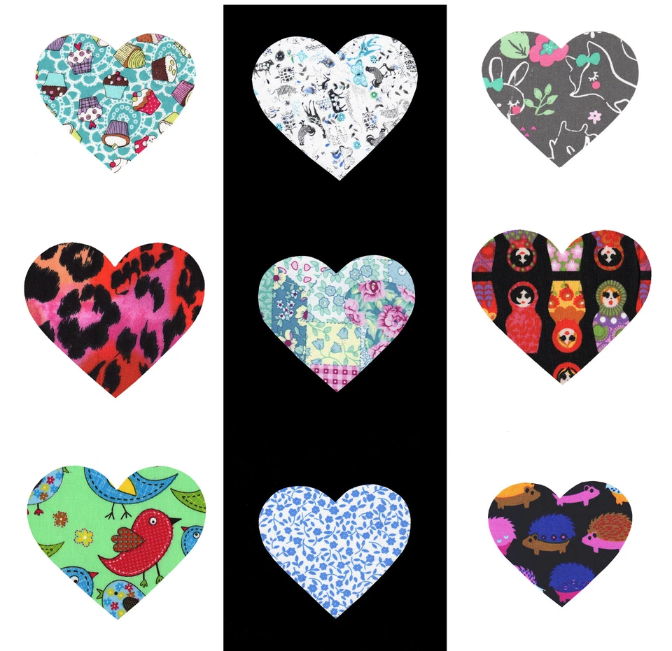 Fabric Repair Iron/Sew on Knee/Elbow/Applique Patch Crafts/Jeans/LARGE HEART x 2 - Image 1 of 1