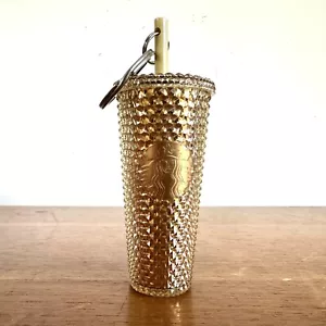 Starbucks Gold Studded Tumbler Key Ring Keychain Collectable - Foto 1 di 6