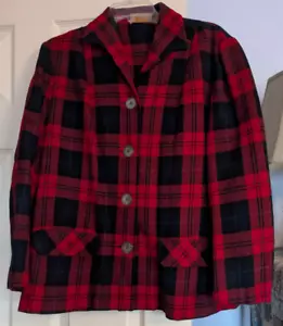 Pendleton Vintage 1950's Women’s 49er Jacket Large Wool Red Black Plaid - Picture 1 of 4