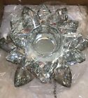 Optical Silver Crystal  Prism Lotus Blossom  Votive/Tlite Candle Holder Xl 8"