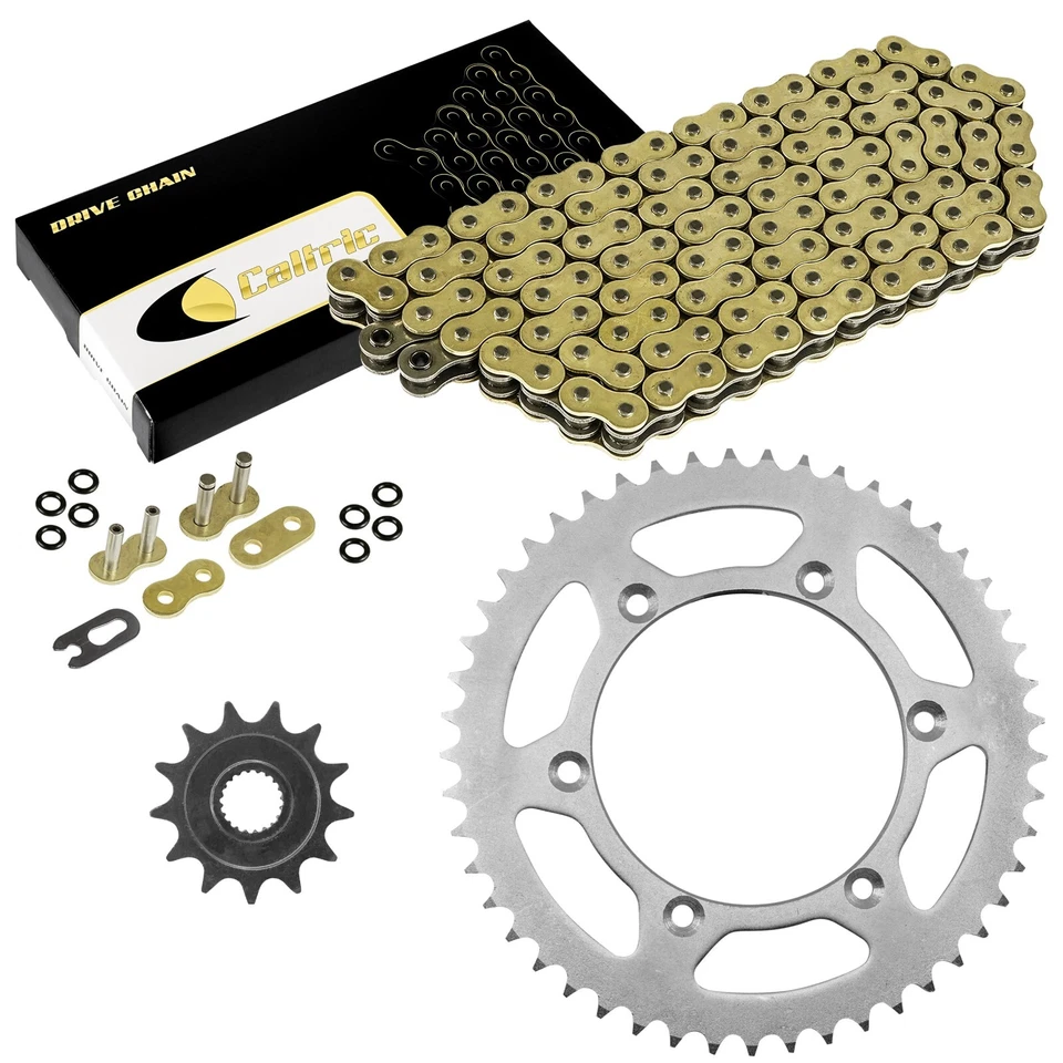 Kit de cadena de transmisión y piñones de junta tórica dorada para Yamaha YZ250F 2005-2009 2011 Foto 1 de 4