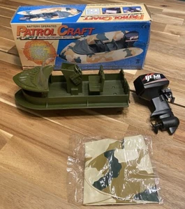 Vintage YEGO PATROL CRAFT BOAT w OUTBOARD MOTOR Battery Operated New In Box - Picture 1 of 13