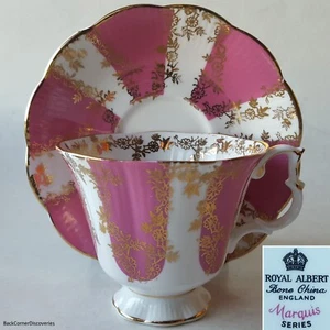 Royal Albert England MARQUIS SERIES Pink / Orchid Gainsborough Teacup & Saucer - Picture 1 of 11