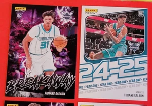 TIDIANE SALAUN ROOKIE INSTANT CARD #1/613 + 24-25 BREAKAWAY RC #1/1355 HORNETS - Picture 1 of 2