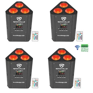 (4) Rockville RockWedge LED RGBWA + UV wiederaufladbare kabellose DMX DJ Par Up-Lights - Bild 1 von 11