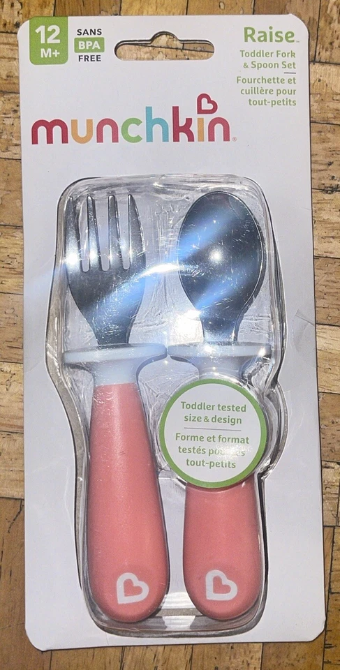 Munchkin Raise Toddler Fork & Spoon Set Age 12m BPA Green