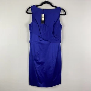 Talbots Dress Womens Size 4P Sleeveless Sheath Pleated Cocktail Formal Blue - Picture 1 of 9