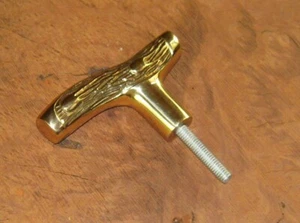 1 Cast Brass Fritz Cane Walking Stick Handle with 3 1/2" Threaded Rod Connector - Picture 1 of 7