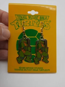 Vintage Teenage Mutant Ninja Turtles Mirage Studios Leonardo Earrings 1990 - Picture 1 of 5