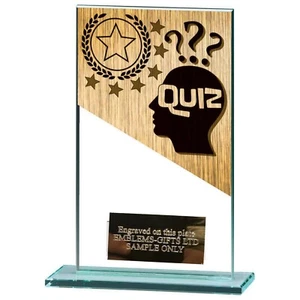 Quiz Award 140 mm Glas Mustang Trophäe graviert gratis - Bild 1 von 2
