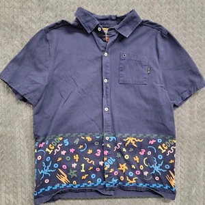 Teddy Fresh Shirt Mens Medium Short Sleeve Button Up Denim 90s Geometric Cotton - Picture 1 of 9