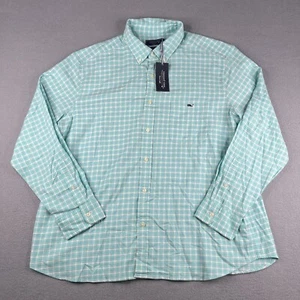 Vineyard Vines Classic Fit Shirt 2XL Mint White Plaid Button Up Long Sleeve New - Picture 1 of 13