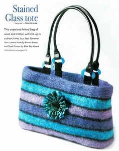 Stained Glass Felted Tote Bag Knitting Pattern Instructions - Picture 1 of 1