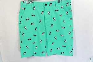 Plugg Clothing Shorts Sz 34 (35X9) Flat Front Stretch French Bulldog Beach Golf - Picture 1 of 8