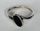 VINTAGE  925 Sterling Silver  NICE RING with Black Stone Size 6.5