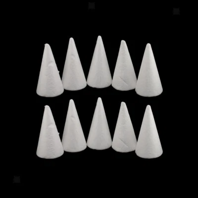 10 x White Creative Styrofoam Foam Ornament Cone Shape DIY Craft Party Decor - Image 1 of 4