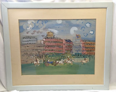 Antigua impresión artística enmarcada gouache fauvista francés de Raoul Dufy Track at Ascot 1935 Foto 1 de 4
