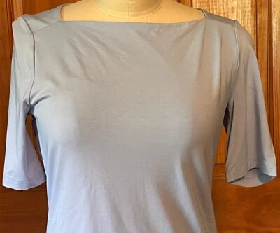 Talbots 全新蓝色方领衬衫 M 人造丝氨纶 全新带标签 有内衬 T 恤 办公室正装 — 第 1/4 张图片