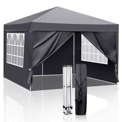 Pavillon Faltpavillon 3x3m Partyzelt Pavillion Pop-Up Wasserdicht UV-Schutz Grau