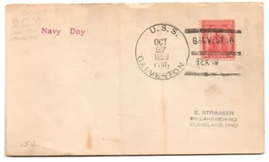 USS GALVESTON (CL-19) Light Cruiser • 1929 NAVY DAY Cover GALVESTON TEXAS Cancel - Picture 1 of 1