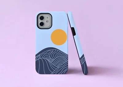 Sun Moon And Sea Waves Abstract 2 in 1 Tough Phone Case/Cover For iPhone Samsung - Image 1 of 4