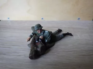 Figurine ELASTOLIN circa. 1935 soldat soldier WEHRMACHT Couché Jumelles - Foto 1 di 5