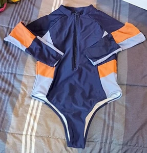 Neu ohne Etikett Damen S Badeanzug Langarm Reißverschluss vorne abnehmbare Cups französischer Schnitt. SS1 - Bild 1 von 8