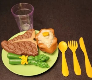 Learning Resources Pretend Playfood Steak Dinner Baked Potato Asparagus Plate - Picture 1 of 8