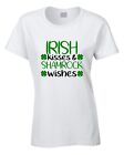 Irish Kisses Shamrock Wishes T-Shirt St Patricks Day Irish  Mens Womens Kids