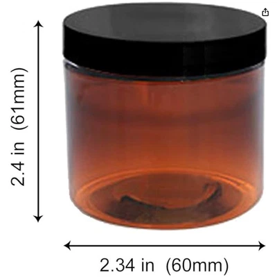 8oz Amber Plastic Jars (BPA Free PET Plastic) - Image 1 of 2