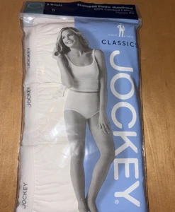 Jockey Classic Size 5 white 100% cotton 3 pr. Panties NEW - Picture 1 of 2