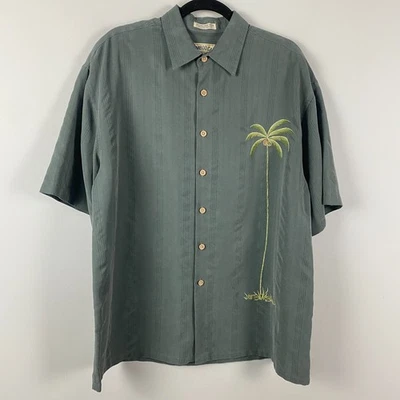 Bamboo Cay Green Embroidered Hawaiian Shirt Mens Large Short Sleeve - Image 1 of 4