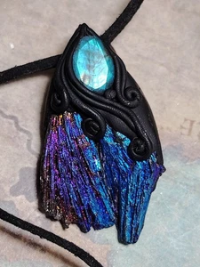Andromedan Starseed Necklace with Aura Kyanite. Labradorite Lightworker Jewelry - Picture 1 of 4
