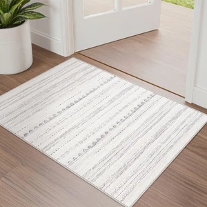2X3 Rug Washable Area Rug: Small Soft Boho Farmhouse Neutral Moroccan Non Sli... - Picture 1 of 8