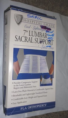 FLA ORTHOPEDICS Sin Látex 7" SOPORTE SACRO LUMBAR Blanco ~ Talla S/Pequeño (28-32") Foto 1 de 4