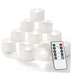 12pcs Remote Timer LED Tea Lights Candles, 400+Hours Flickering Flameless - Picture 1 of 8