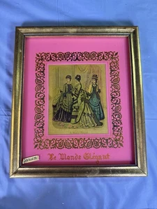 Antiker französischer Modestich "Le Monde Élégant", 1874, im Blattgoldrahmen - Bild 1 von 11