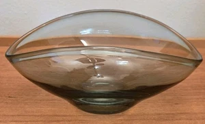 SEA Glasbruk Kosta Boda Hand Blown Glass Bowl Smoke Grey Sweden MCM Design - Picture 1 of 9