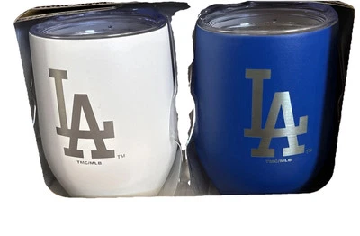 Juego de copas de vino sin tallo de acero inoxidable color azul y blanco. Foto 1 de 2