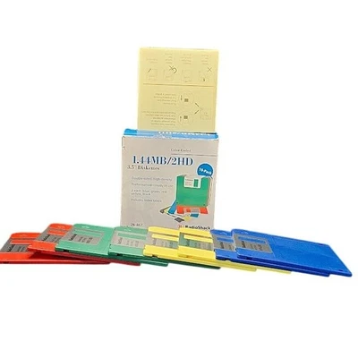 RadioShack Color Coded 1.44MB 2HD 3.5 Inch Diskettes 8 Pack Preformatted Vintage - Image 1 of 4