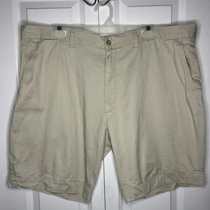Polo Ralph Lauren Chino Shorts Size 42 Stone Beige Flat Front 9” Inseam Logo EUC - Picture 1 of 9