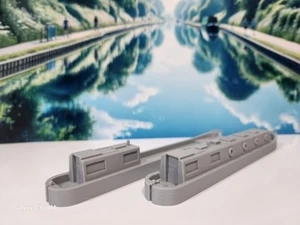 1:87 Scale HO Gauge Model Railway 2 x Canal Boats Waterways Barge Cargo Leisure - Picture 1 of 11