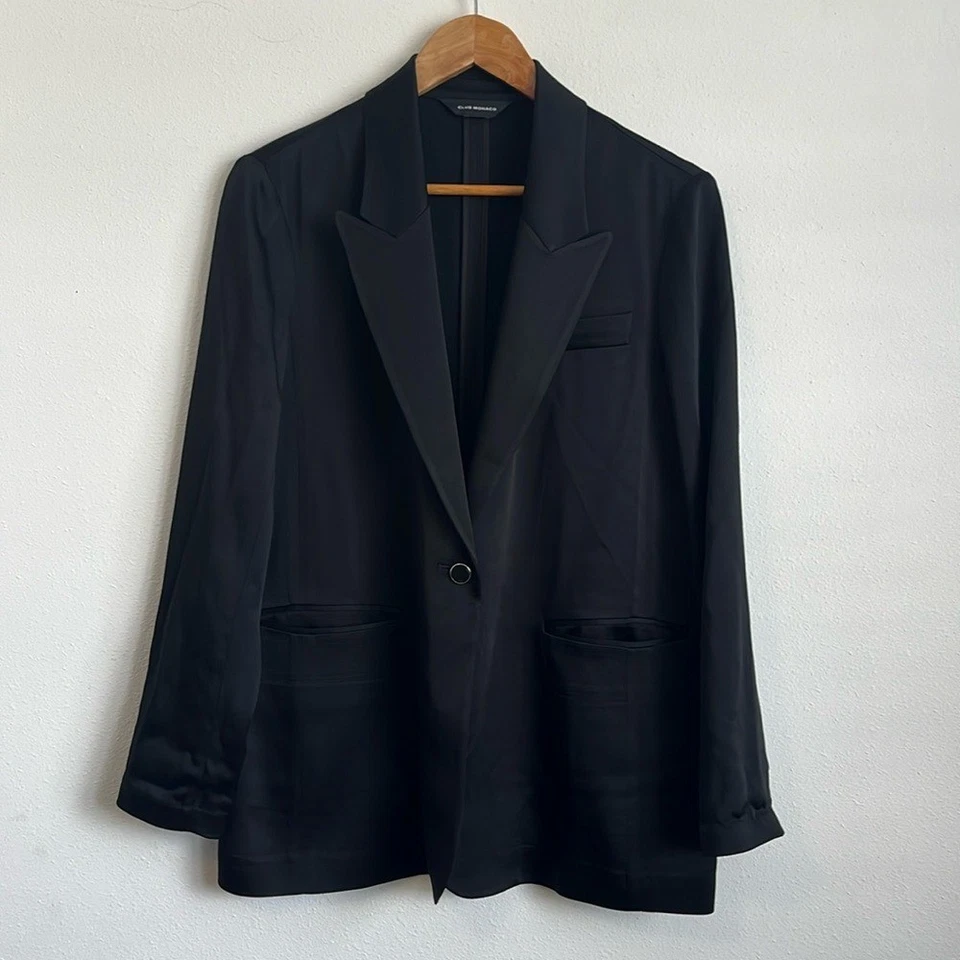 Blazer Club Monaco Negro Talla Pequeña Acetato Satinado Foto 1 de 4