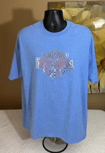 Harley Davidson 2009 Appalachian Mechanicsburg Pa 2sided Blue Reflective Tee 2XL - Foto 1 di 16