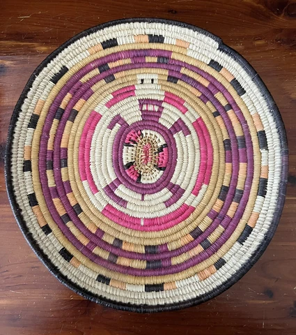 Vintage Southwest Handwoven Large Coil Turtle Basket Folk Art 9x10 Hopi ? Peru ? Cover