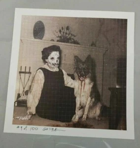 Gus Fink signed blotter art vintage altered photo dark art German Sheppard - Picture 1 of 6