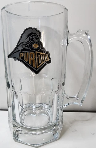Purdue Boilermakers Clear 1 Liter 8" Beer Mug with Locomotive Logo - Vintage Cover