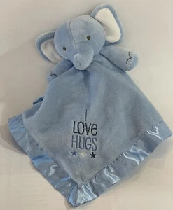 Stepping Stones Elefant Lovey blau Satinverkleidung Rücken Sicherheitsdecke I Love Umarmungen - Bild 1 von 6
