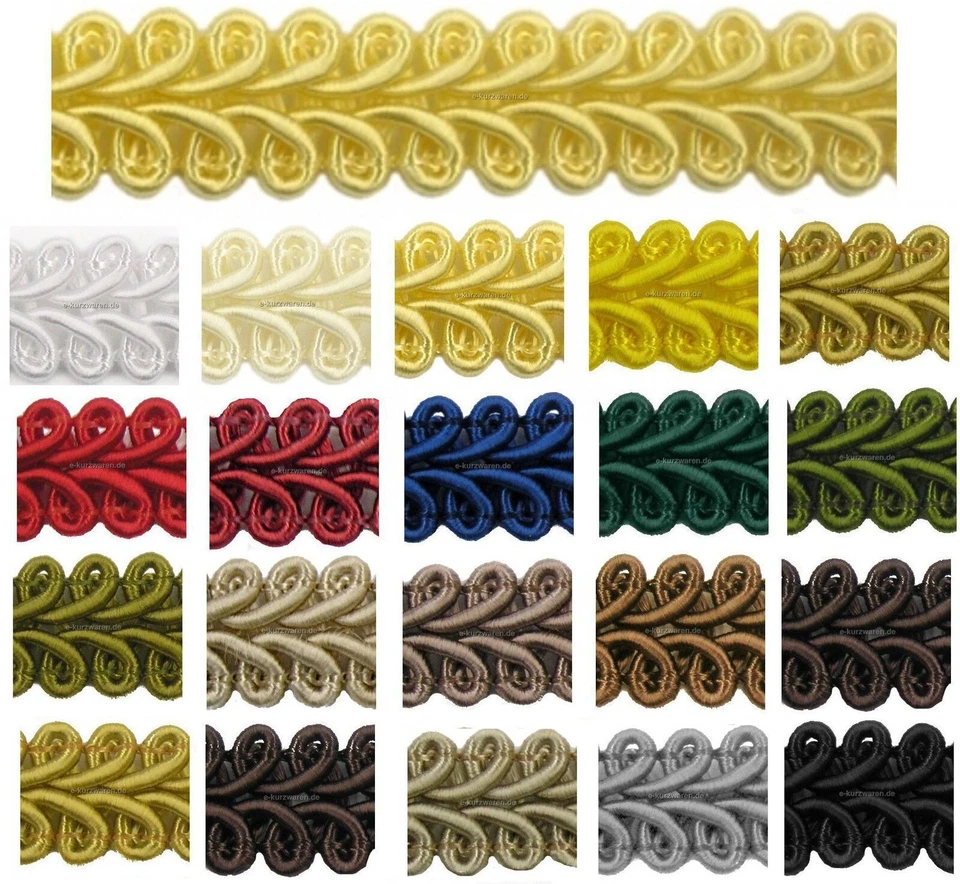 1m oder 5m oder 50m Posamentenborte 10mm Breite Farbauswahl Nähen Deko Band - Bild 1 von 1